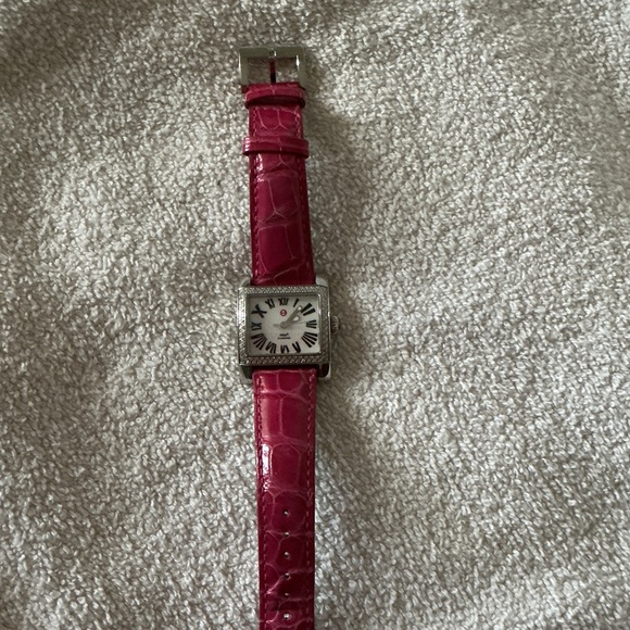 Michele Jewelry - Michele Pink Leather Strap Watch